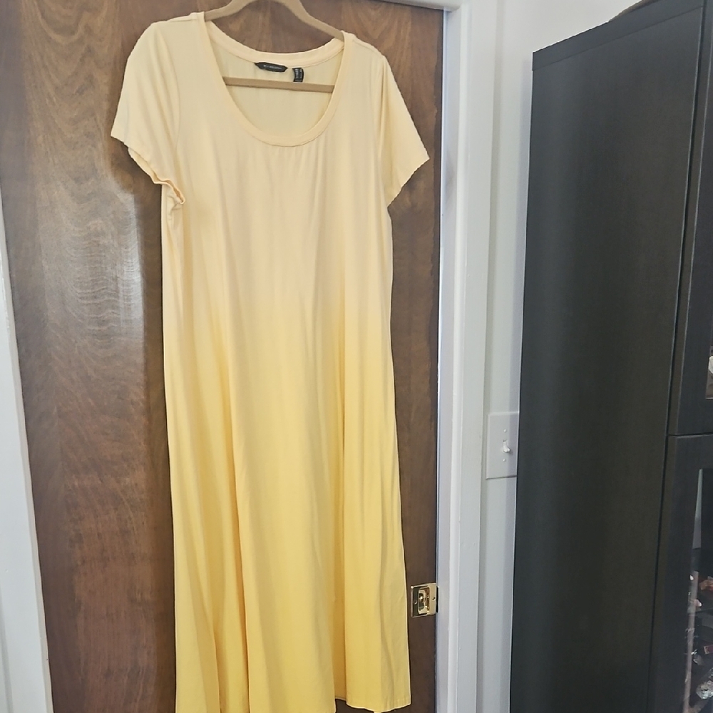 H by Halston Sunny Ombre Yellow Short-Sleeve Maxi Dress Size L
